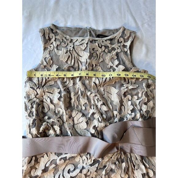 Tadashi Shoji Size 8 Lace Overlay Sheath Dress Neutral Wedding Formal MOB - Picture 4 of 8